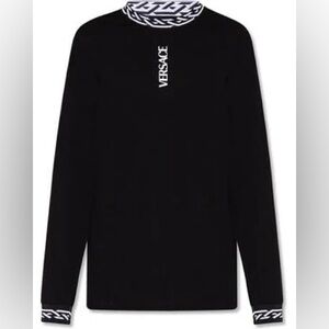 VERSACE La Greca-Trim Long-Sleeved T-Shirt Black 2xL